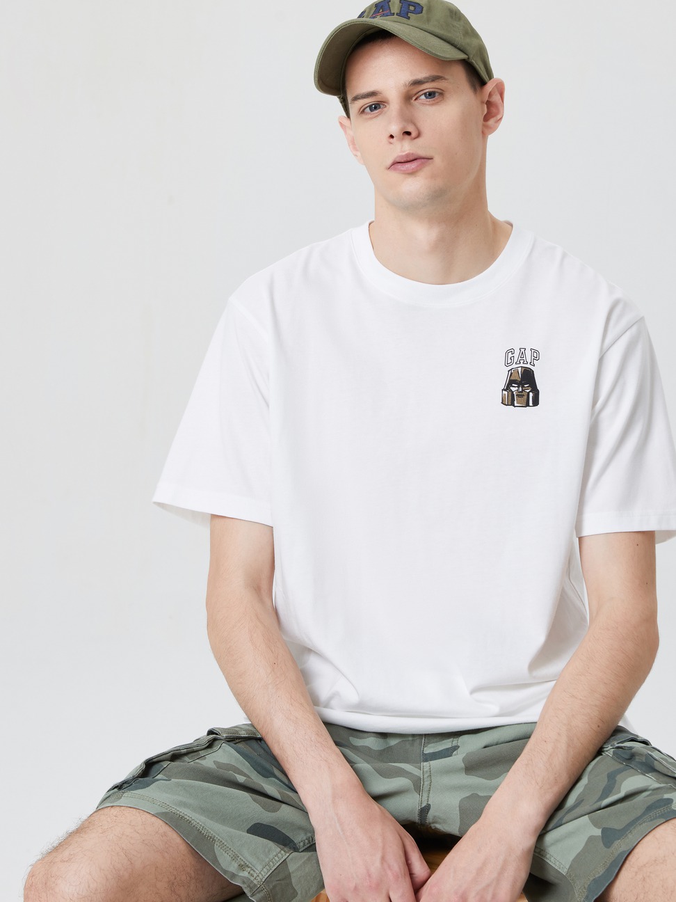 男裝 Gap x TRANSFORMERS變形金剛聯名 Logo純棉印花短袖T恤-白色