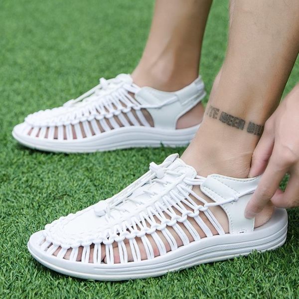 夏季男沙灘鞋戶外男士鞋情侶羅馬涼鞋包頭潮鞋編織男鞋 迪澳安娜