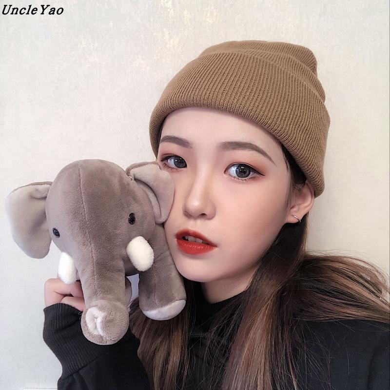 封帆同款日本街頭人手一頂的高彈力吃土色冷帽卷邊針織帽1入