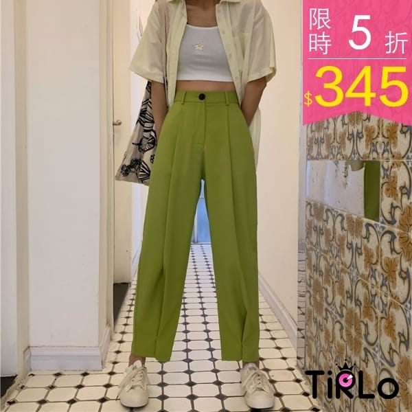 (追加)韓妞感打褶西裝褲-三色/ML-Tirlo