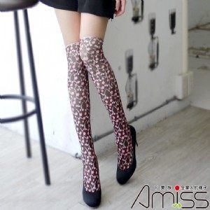 【Amiss】歐系繽紛大腿襪-秋意碎花(A305-10)