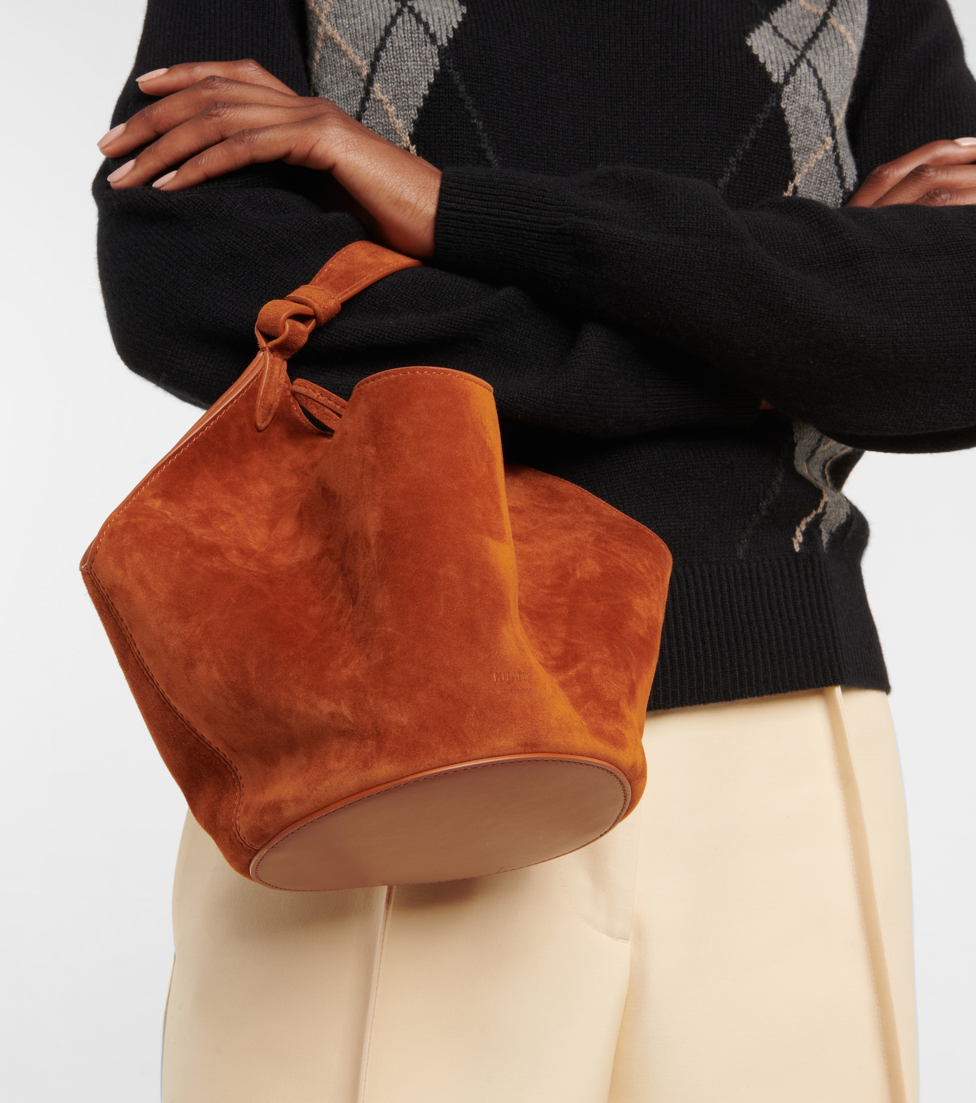 KHAITE Lotus Mini suede tote bag