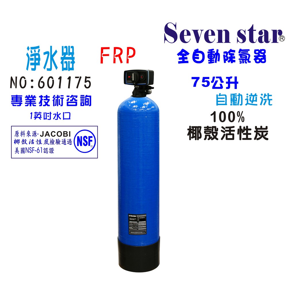 【Seven star淨水網】除氯活性炭濾水器水塔過濾器75公升全自動控制餐飲淨水器貨號 601175