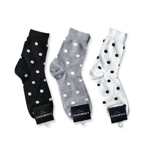 ✿梨花跑跑妞✿ 韓製KISS SOCKS 韓風圓點長襪 男款25-27cm