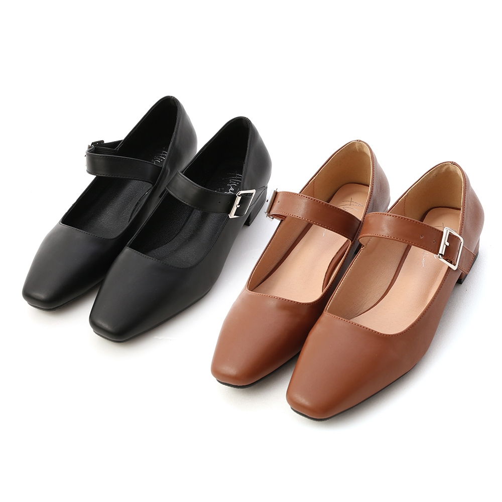 D+AF方頭低跟瑪莉珍鞋 跟鞋