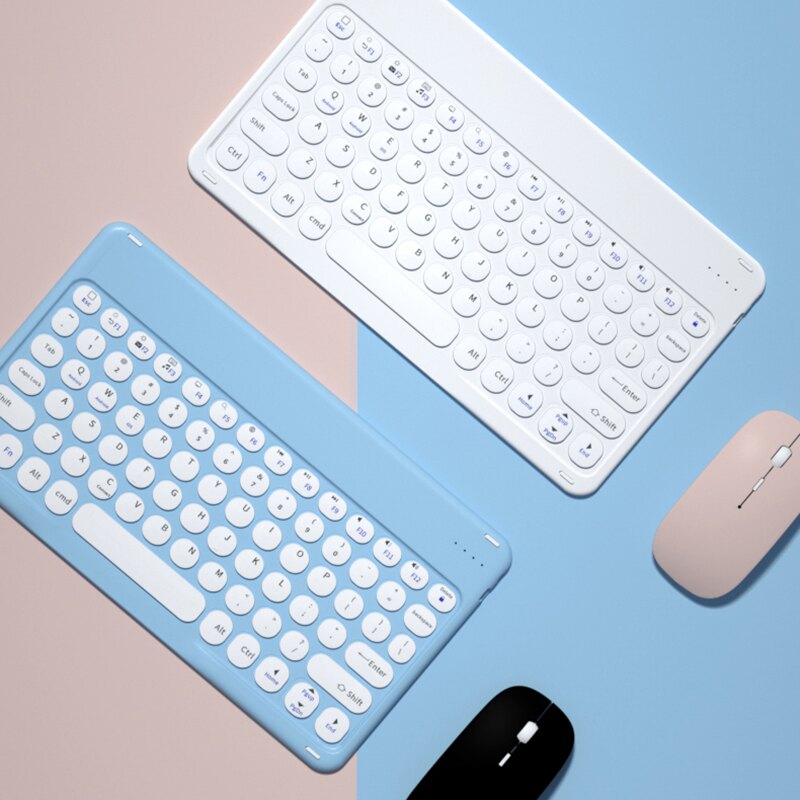 ipad藍芽鍵盤 【圓形鍵帽】無線藍芽小鍵盤適用蘋果平板ipad手機通用超輕薄帶『XY15750』