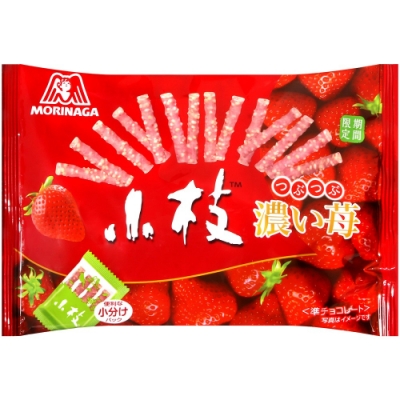 日本原裝進口 日本知名品牌-森永 濃郁草莓風味巧克力棒 小小一個 一口接一口的美味 個別包裝，攜帶分享都方便