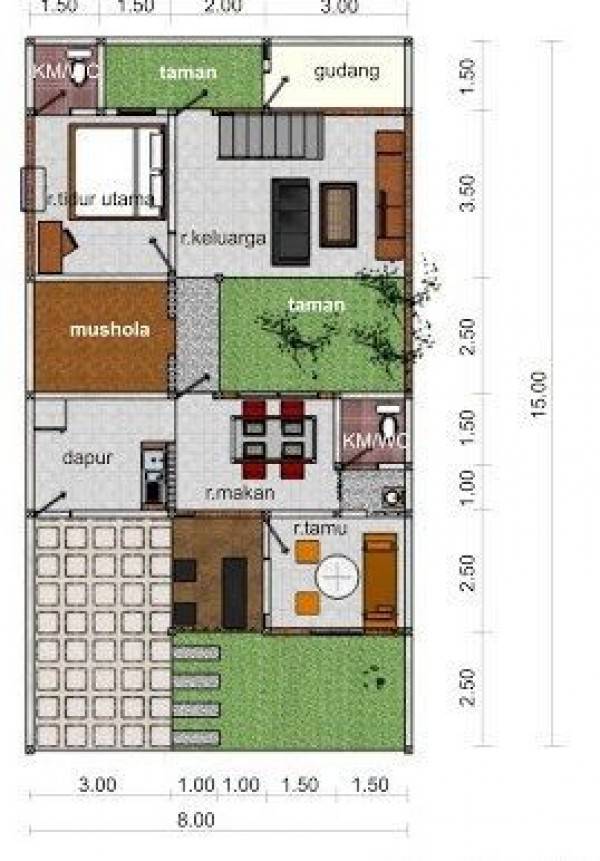 9 Denah Rumah Minimalis Idaman Lengkap Dengan Musala