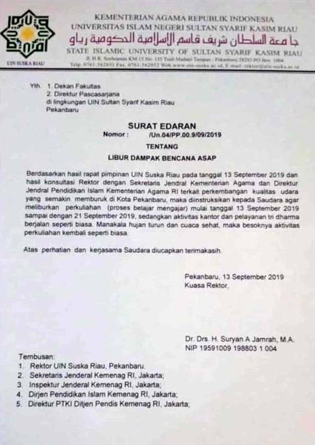 Kabut Asap Makin Pekat Sejumlah Kampus Di Riau Liburkan