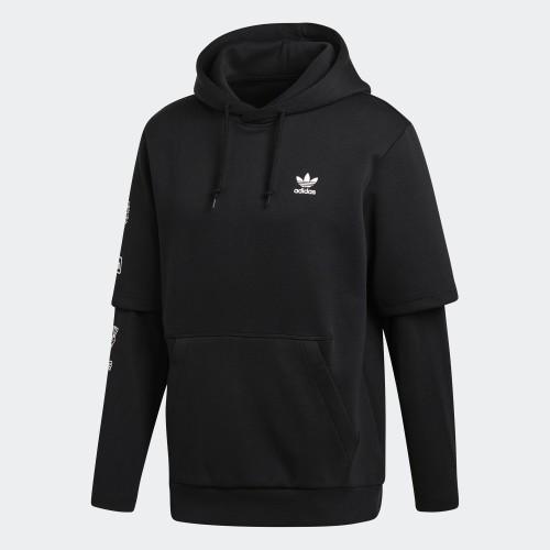 11/07 ADIDAS Graphic FZ 男生 黑色 假兩件式 帽T DP8572