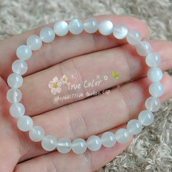 手串 天然水晶白月光石手鍊單圈手串女款貓眼效應日韓時尚飾品守護愛情