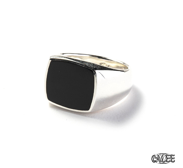 Calee Resin Signet Ring 純銀復古圖章戒指
