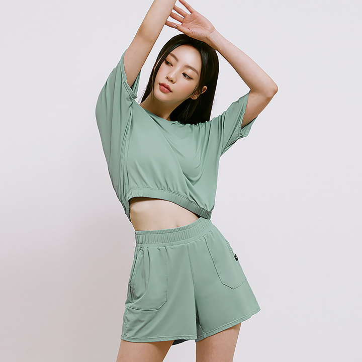 XA5394G 涼感網眼短版蝙蝠袖上衣 氫化薄荷 Hydro Mint 하이드로민트