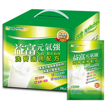 ◆ 分離黃豆蛋白，專為洗腎病患設計的特殊營養食品。高生理價蛋白質，容易消化吸收◆ 適用對象：急慢性腎臟衰竭的透析患者，需低鉀、低鎂、高蛋白飲食計畫者◆ 別添加鈣、鐵、葉酸、維生素B6及肉酸以補充洗腎病