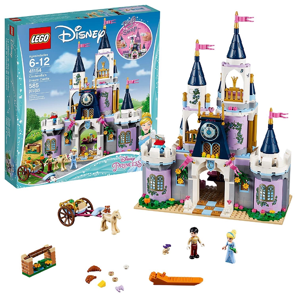 Includes Cinderella and Prince charming mini-doll figures, plus a foal and 2 Mice figuresCastle feat