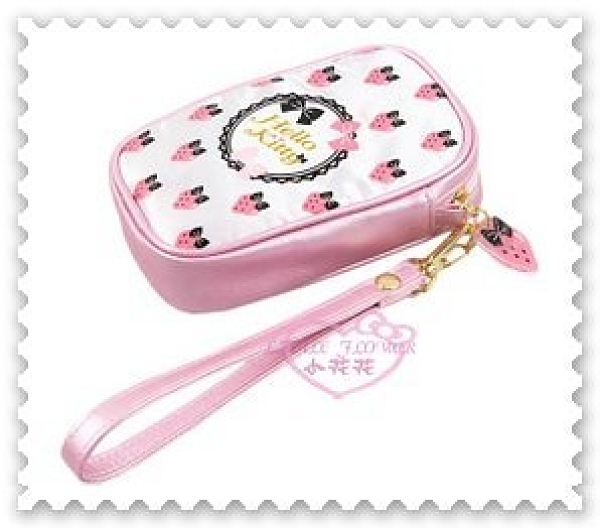 ♥小花花日本精品♥ Hello Kitty 粉色 草莓 蝴蝶結 大臉 隨身提包 相機包 手機袋 小物袋 41023006