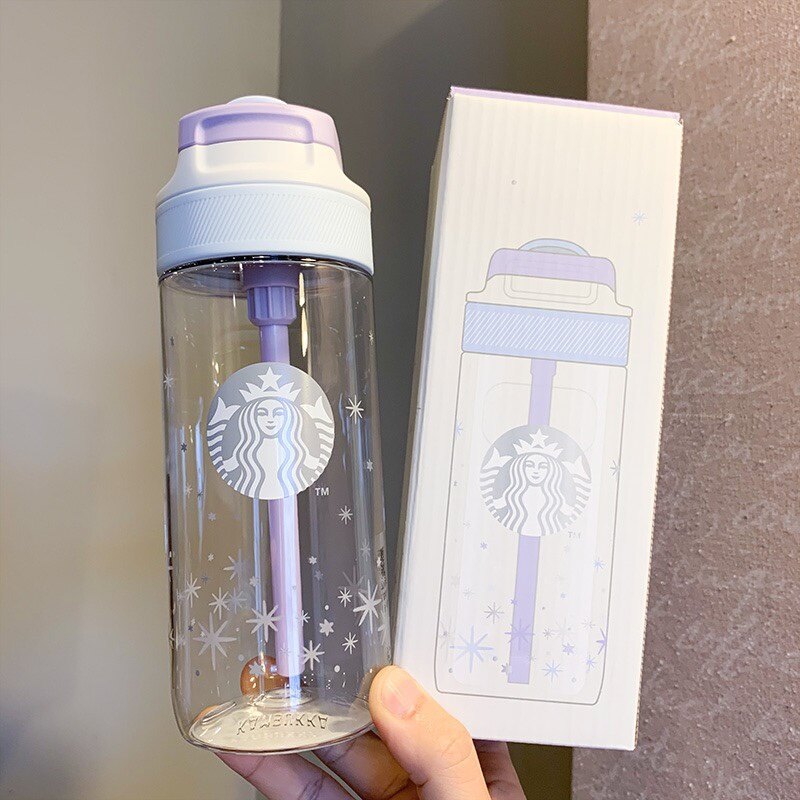 【starbucks星巴克 大 】星巴克2021夏季星夢幻星空藍紫Kambukka翻蓋直飲遇冷變色吸管水杯