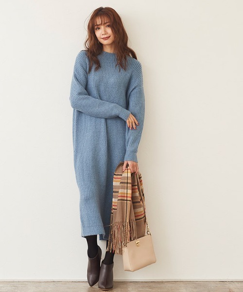 冷藍色針織連身裙