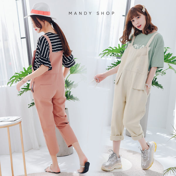 【MN0061】單邊口袋挺版吊帶褲