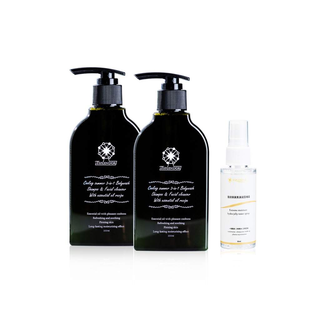 Esplendor艾希朵 夏季涼感保濕組 (沁涼精油沐浴露300ml+醒膚保濕果凍凝露噴霧50ml)