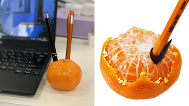 可惡想要！日本奇葩文具「蜜柑筆筒」擺在桌上超寫實，還有「剝皮版本」笑翻網友！