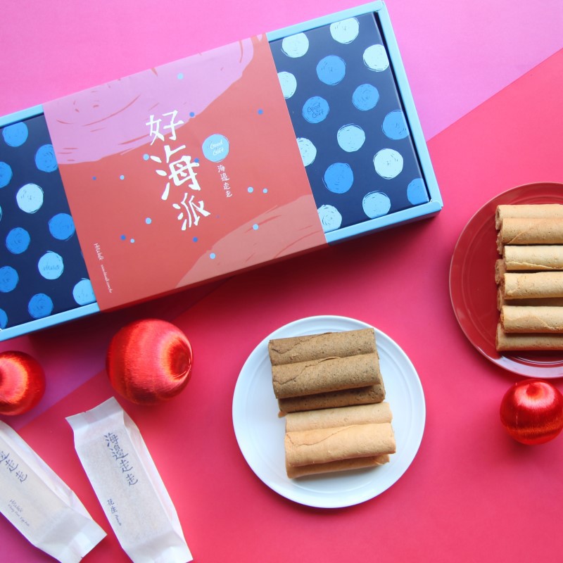 【海邊走走】紅海派綜合蛋捲禮盒(花生愛餡+經典肉鬆+鐵觀音茶+激厚黃金蛋捲) iCarry