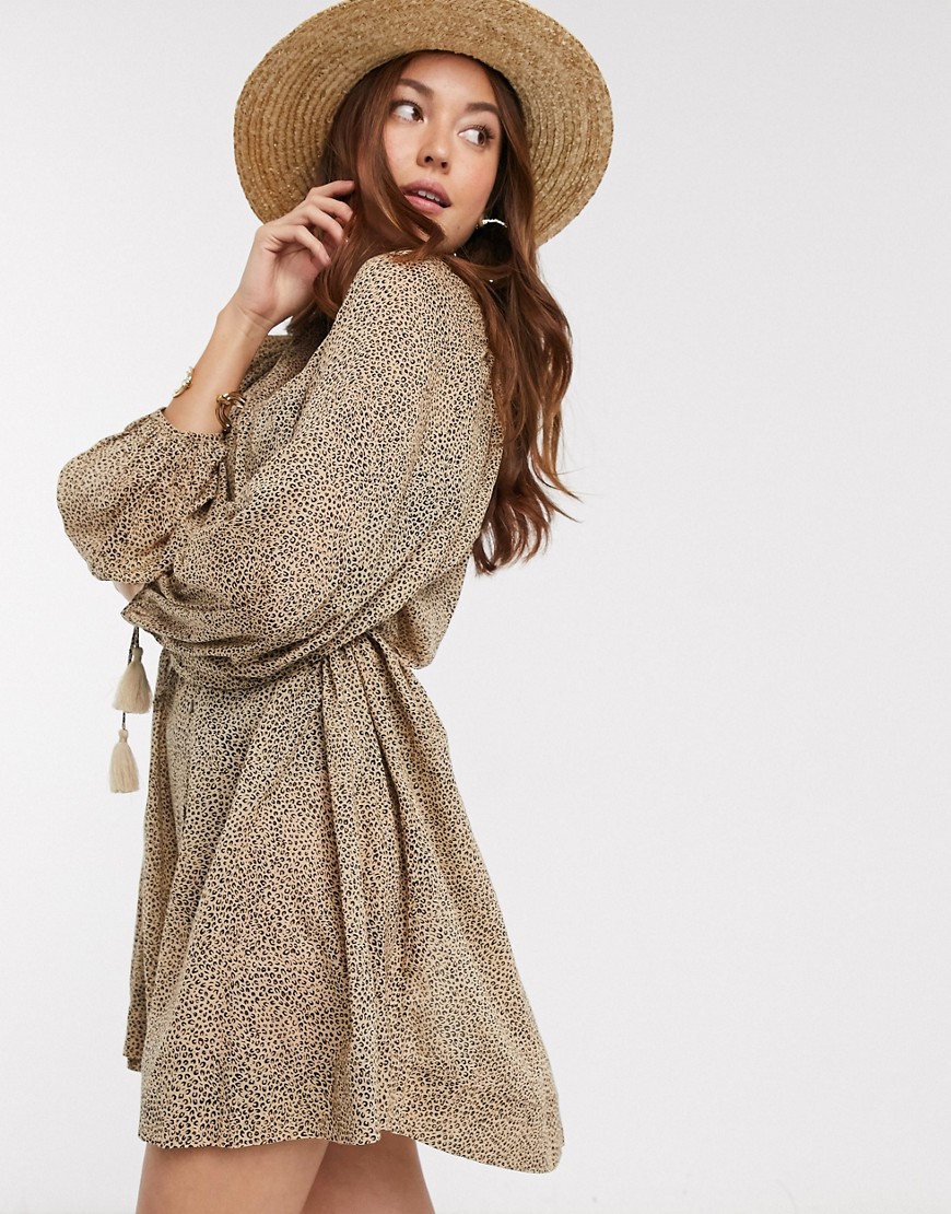 Beach dress by Whistles You are now officially Out Of Office V-neck Balloon sleeves Button placket T