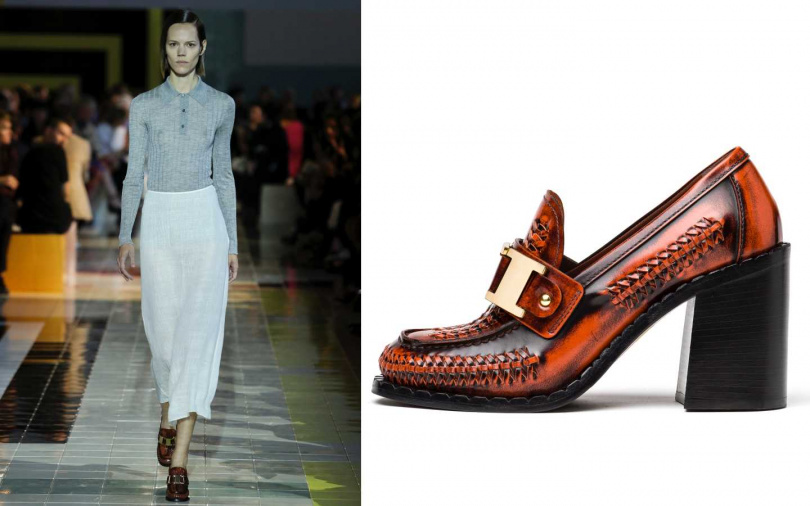 以刷色與編織細節為整體增添個性感。PRADA Brushed Leather Loafers／約33,195元（圖／品牌提供）