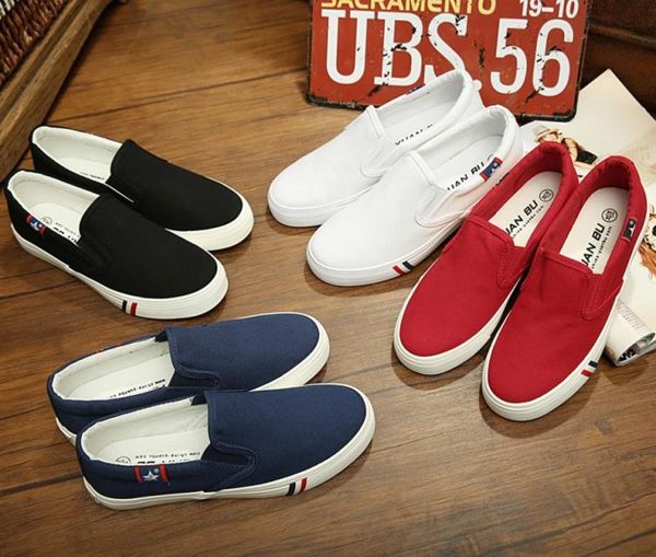 懶人鞋 情侶帆布鞋女潮套腳單鞋低幫平底鞋布鞋子 糖果時尚