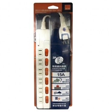 特力屋莫瓦2P6開6插延長線1.8m