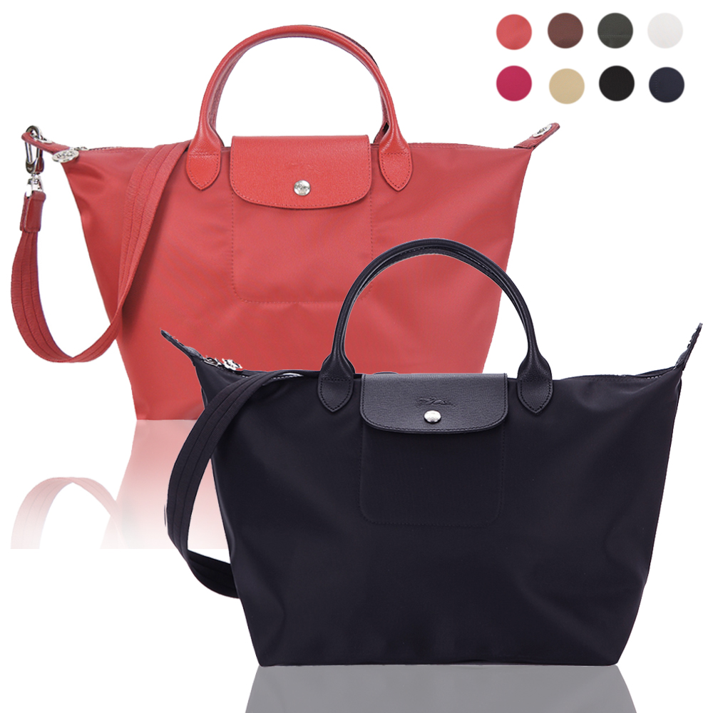 LONGCHAMP Le Pliage Neo系列厚尼龍短把手提斜背兩用水餃包(中/多色選)