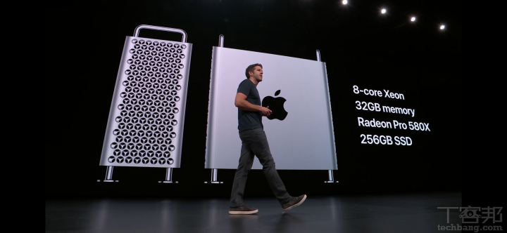 新一代 Mac Pro 標配版搭載 8 核心 Xeon 處理器、32GB 記憶體、256GB SSD 和 AMD Radeon Pro 580X GPU。
