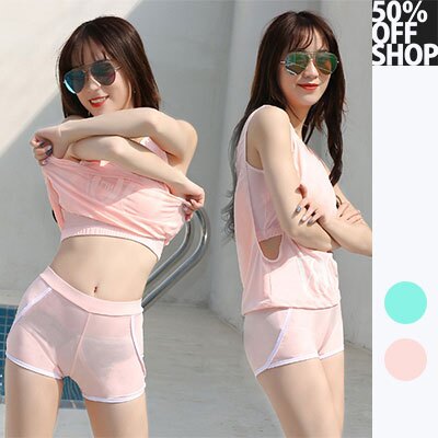 50%OFF SHOP背心英文三件式泳衣套裝【003612BDAT】