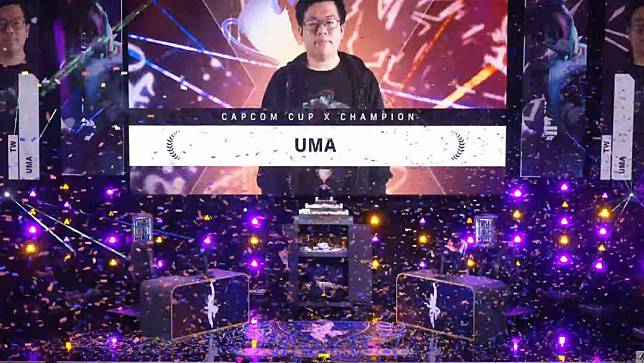 台灣電競選手UMA（Kagami）在《快打旋風6》卡普空盃（Capcom Cup）總決賽奪冠。取自臉書粉專「CTESA 中華民國電子競技運動協會」