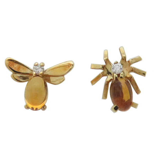 CHAUMET 黃水晶18K玫瑰金蜜蜂耳環 Attrape Moi Bee Earrings 【二手名牌BRAND OFF】