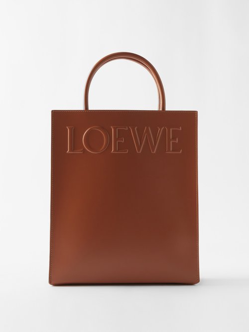 Loewe - A4 Embossed-logo Leather Tote Bag - Womens - Tan