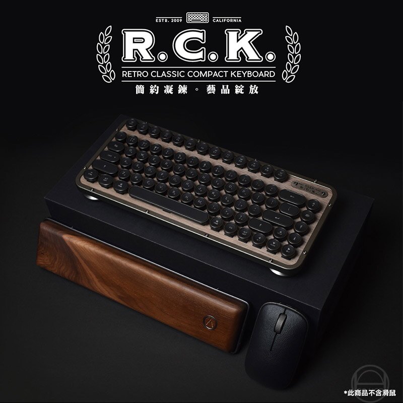 AZIO R.C.K. ELWOOD 短版 無線藍芽核桃木復古打字機鍵盤 無線 中文 PChot