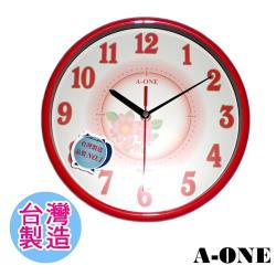 ◎■直徑約25cm，迷你輕巧，不佔空間|◎■吊掛孔可掛牆上|◎■台灣製造，品質保證品牌:A-ONE金吉星類型:掛鐘外框材質:塑膠鏡面材質:玻璃鏡面動力來源:電池外觀形狀:圓形面盤顏色:多色組合外框顏色