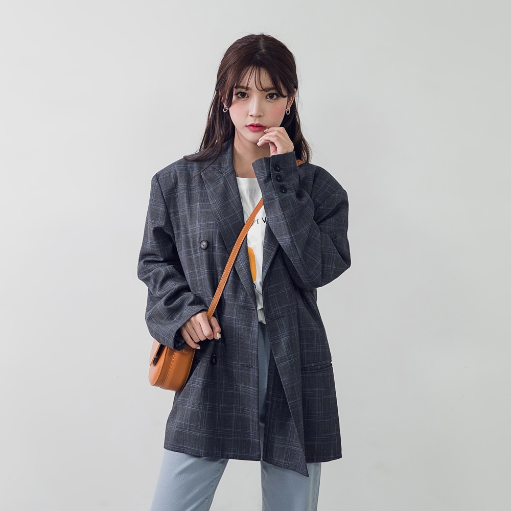 [ROCOSIX官方旗艦店]復古寬版雙排釦西裝夾克