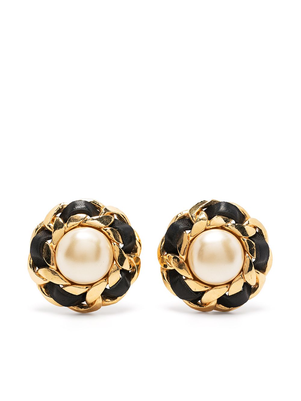 CHANEL Pre-Owned - 1970s pearl-embellished clip-on earrings - women - Gold Plated Metal/Plastic - One Size