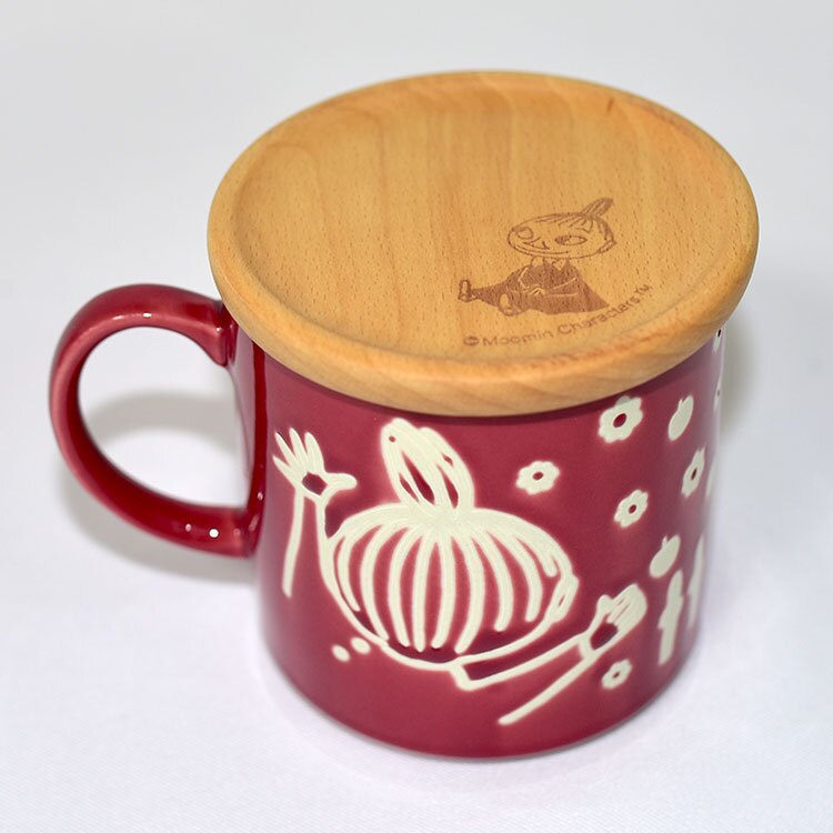 MOOMIN 嚕嚕米 陶瓷馬克杯 木質杯蓋杯墊 正版日本製 350ml 小不點亞美