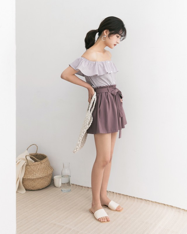 MEIERQ+花苞鬆緊帶短褲(附綁帶)