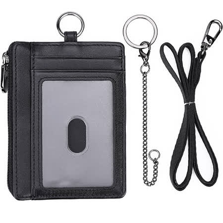 《Kinzd》掛繩皮革防盜證件卡夾(黑)