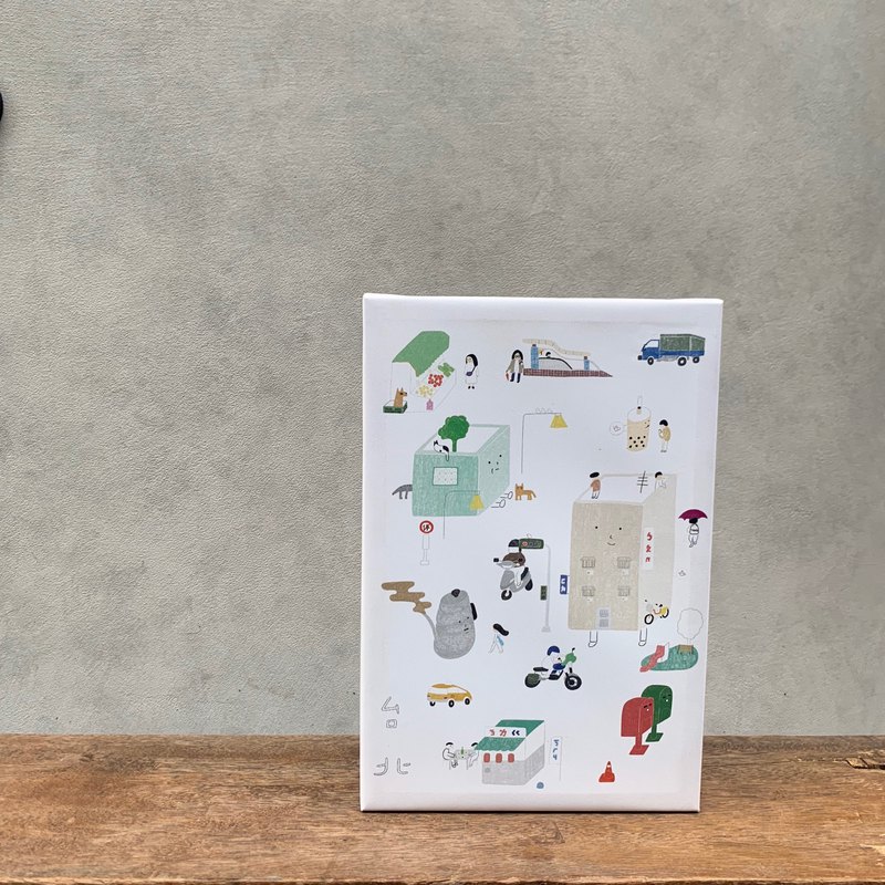 將台北的日常用可愛的繪畫手法呈現 台北特色美食珍珠奶茶 台北特色景點歪腰郵筒都被畫在裡面 將台北滿滿的回憶掛在牆上吧！