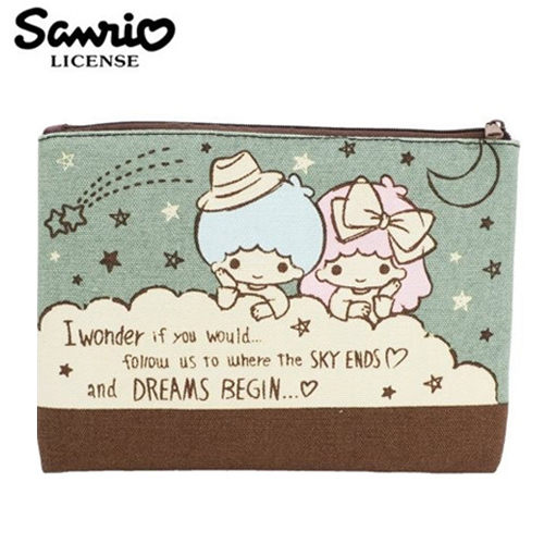 【日本正版】雙子星 KIKILALA 帆布 扁筆袋 L號 鉛筆盒 筆袋 收納包 三麗鷗 Sanrio - 443870