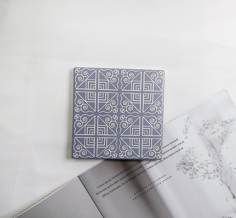 陶瓷花磚杯墊_-灰色纏繞繁花∣禮物∣入厝禮∣擺飾-上釉款