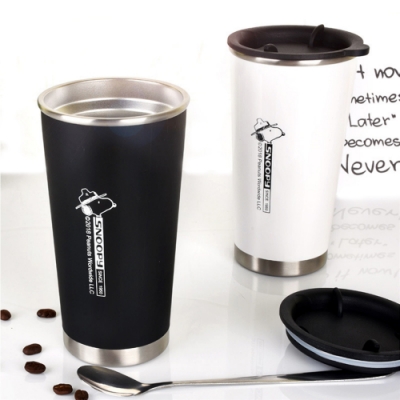 【優貝選】SNOOPY 史努比不銹鋼車用情侶對杯 辦公杯馬克杯(400ML)