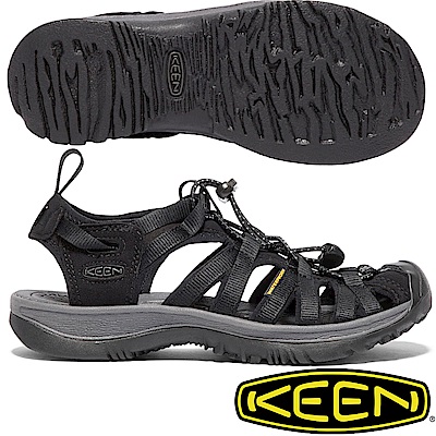 KEEN 1018227黑灰 Whisper 女戶外專業護趾涼鞋