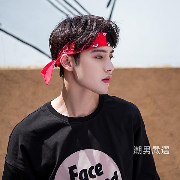 束頭髮帶頭巾男士生潮人街頭韓國綁帶式簡約百搭時尚髮飾