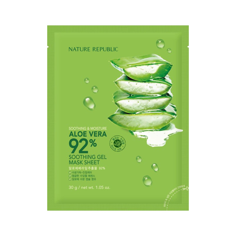 韓國 NATURE REPUBLIC 92%蘆薈保濕面膜(單片) 30g